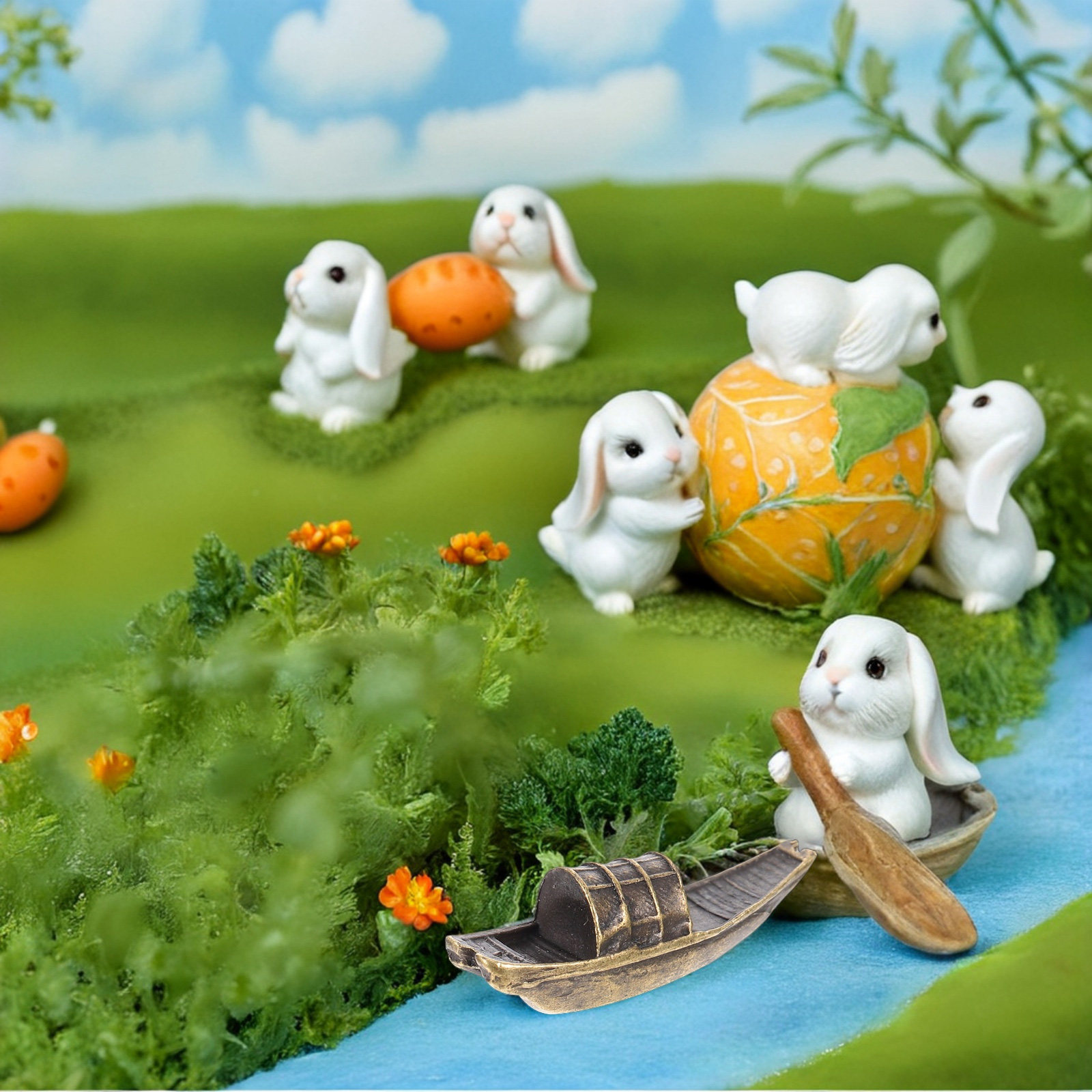 Bonsai Garden Landscape Design - Miniature Boat Retro Fishing Vintage Design