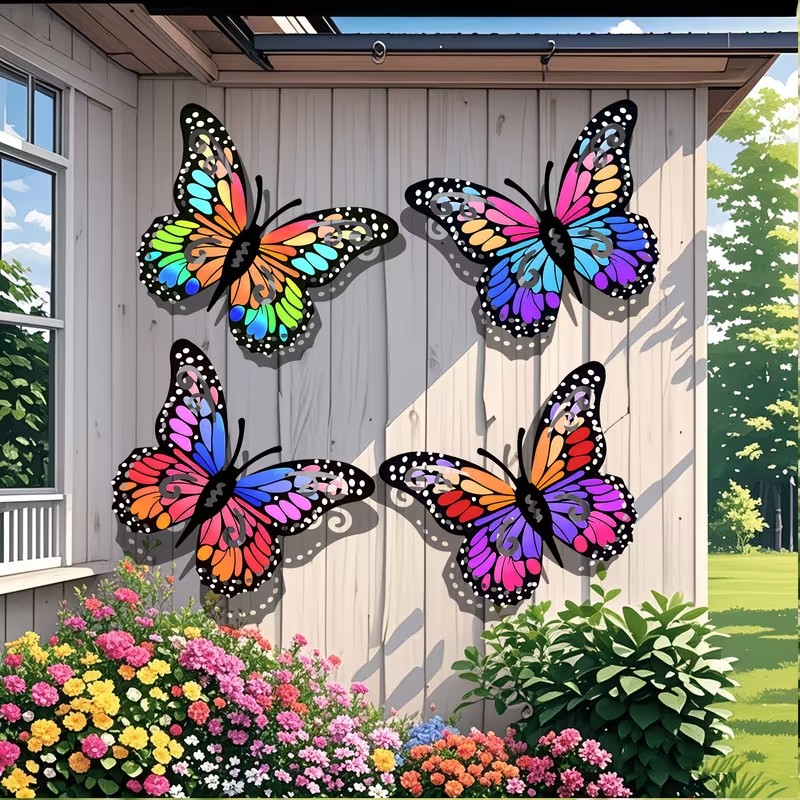 4pcs Colorful metal butterfly  - Bonsai Garden Ornaments review and price