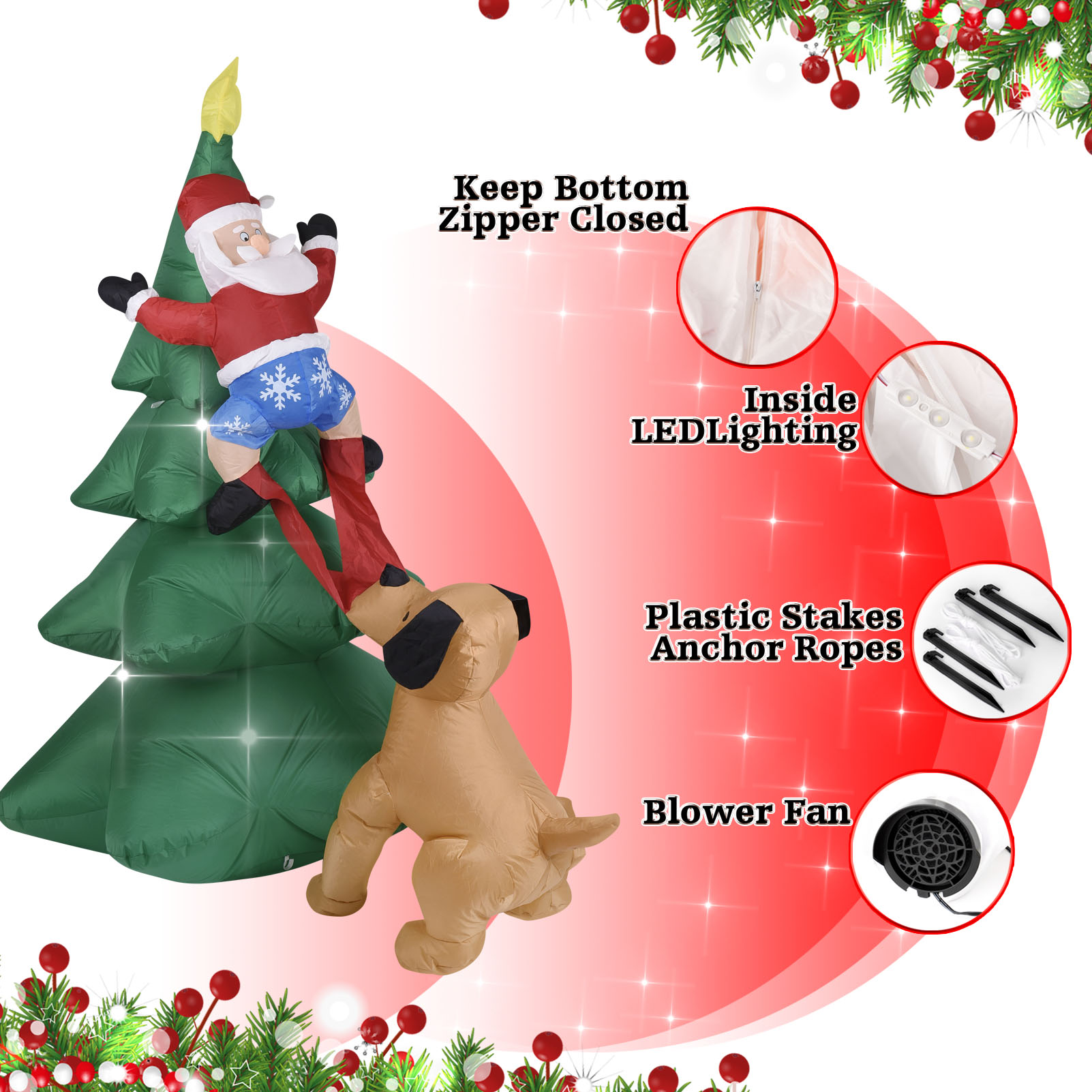 Christmas Inflatable Dog  w/Sa - Bonsai Garden Ornaments review and price