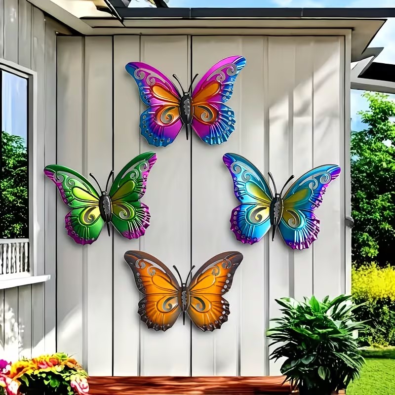 4pcs Colorful Metal butterfly  - Bonsai Garden Ornaments review and price
