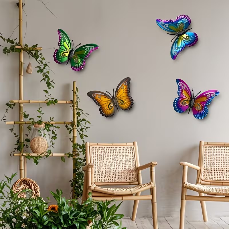4pcs Colorful Metal butterfly  - Bonsai Garden Ornaments review and price