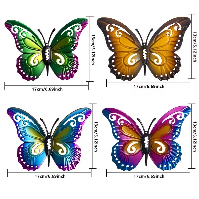 4pcs Colorful Metal butterfly  - Bonsai Garden Ornaments review and price