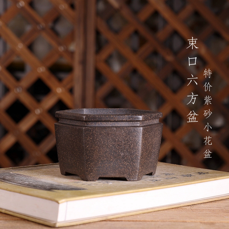 Hexagon Bonsai Pot, Purple San - Bonsai Garden With Sand review and price