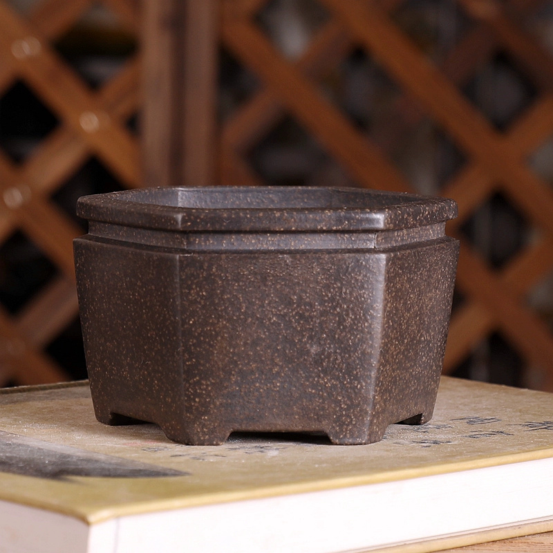 Hexagon Bonsai Pot, Purple San - Bonsai Garden With Sand review and price