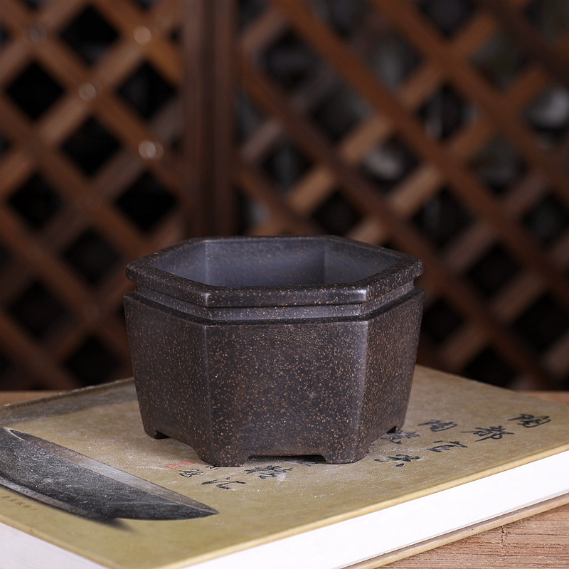 Hexagon Bonsai Pot, Purple San - Bonsai Garden With Sand review and price